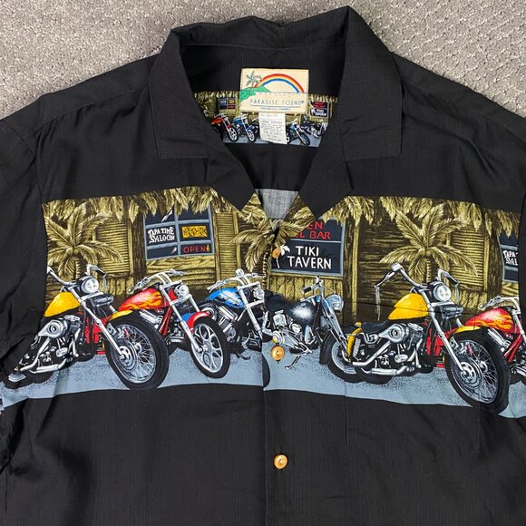NWT Vintage Paradise Found Hawaiian Shirt Men's Medium Rayon Motorcycle Tavern - Picture 4 of 9